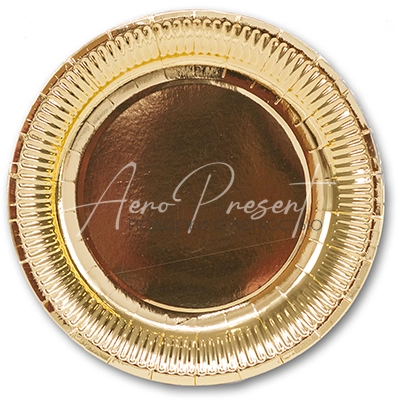 Тарелка фольгирован золотая 23см 6шт